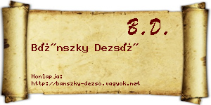 Bánszky Dezső névjegykártya