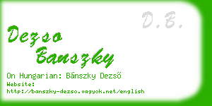 dezso banszky business card